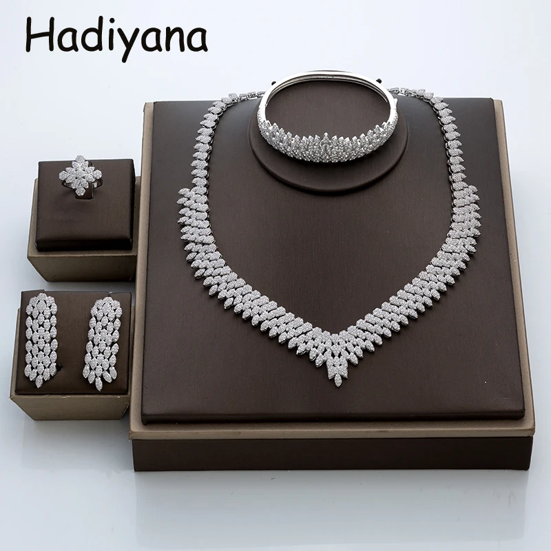 Hadiyana Hot Selling Luxury Women Nigerian Wedding Bride Set Fashion Cubic Zirconia Mannequin Jewelry Sets Free Shipping TZ8022