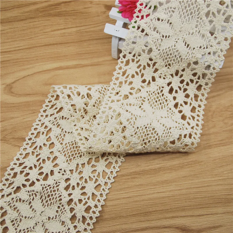 Оптовая продажа модных лент из хлопка 83 мм кружевная лента цвета слоновой кости