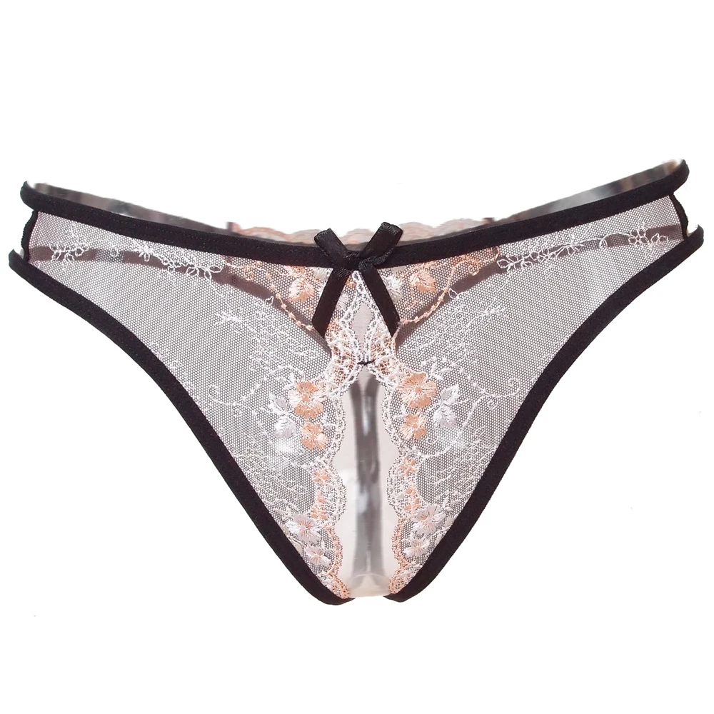 Сексуальные женские прозрачные трусики с открытой промежностью стринги