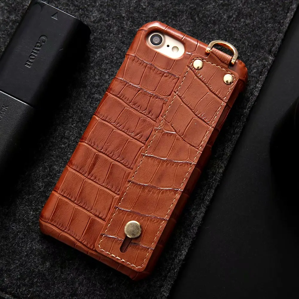 Роскошный чехол из натуральной кожи для iPhone XR XS Max X крокодиловой с петлей 6 6s 7 8 Plus