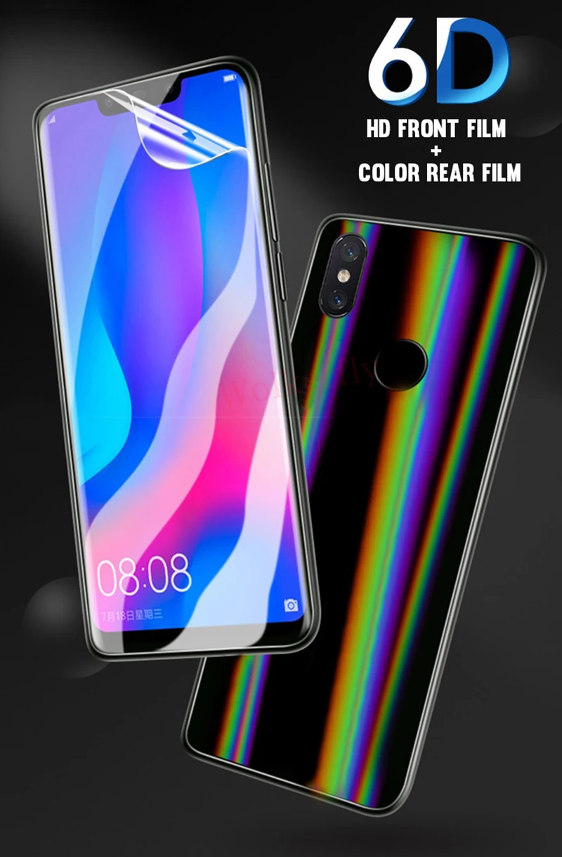 6D Глянцевая Гидрогелевая пленка для Xiaomi mi 8 9 SE mi x 3 2 2s цветная блестящая Передняя и задняя пленка для Xiaomi mi 8 mi 9 SE не стеклянная пленка