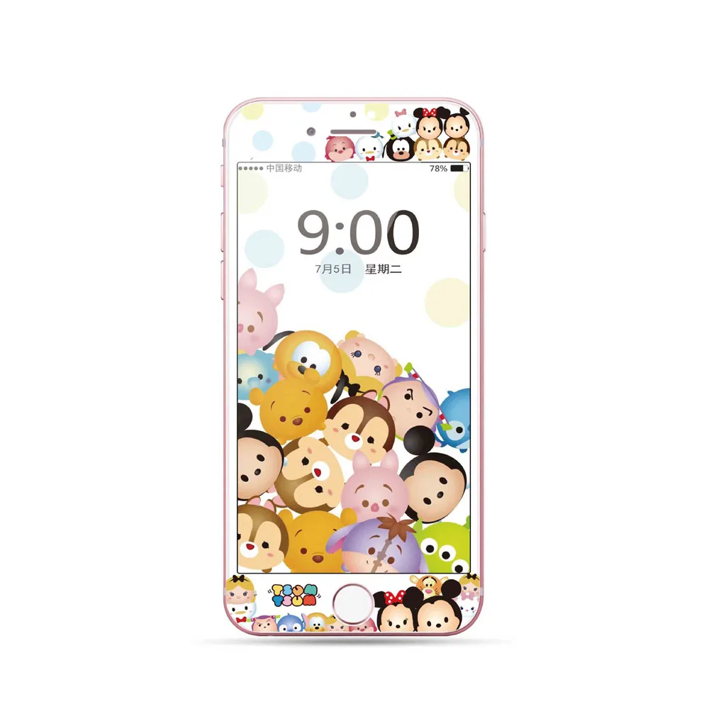 3D изогнутый край закаленное стекло протектор экрана для iPhone 7 8 Plus 6 6s Plus Anpanman мышь мультфильм милый полное покрытие стекло DI24 - Цвет: 2