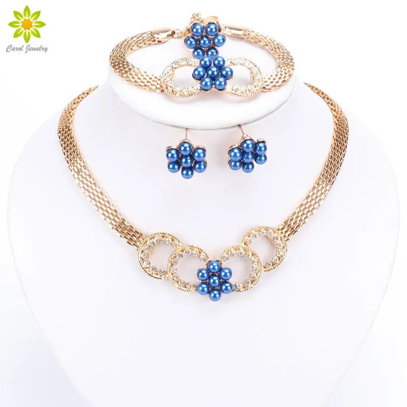 Модные серьги с кристаллами в виде цветка ожерелье ювелирные наборы золотой цвет