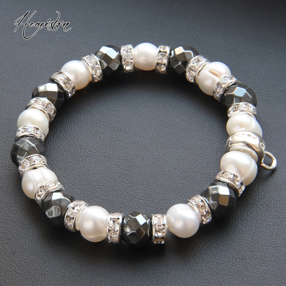 Браслет из гематита Thomas с пресноводным жемчугом браслет бусин Стразы фирменной