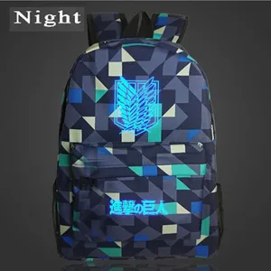 Светящийся в темноте рюкзак атака на Титанов, японское аниме-Принт, мультяшный легкий нейлоновый школьный ранец для подростков с галактикой