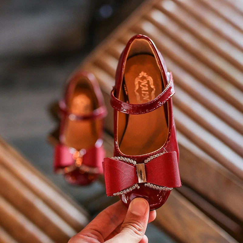 Демисезонный девочек кожаные ботинки PU Лакированная кожа обувь для детей