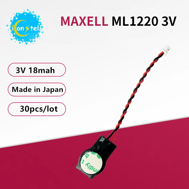 ICL 30 шт./лот MAXELL ML1220 3 в 18 мАч Кнопочная батарея перезаряжаемая литиевая CMOS
