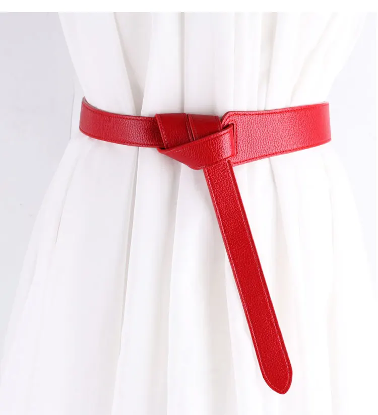 red color Женские украшения, аксессуары, пояс, Женский завязанный простой пояс, длинные широкие ремни, модные женские ремни из искусственной кожи, пояс для платья - Цвет: red color