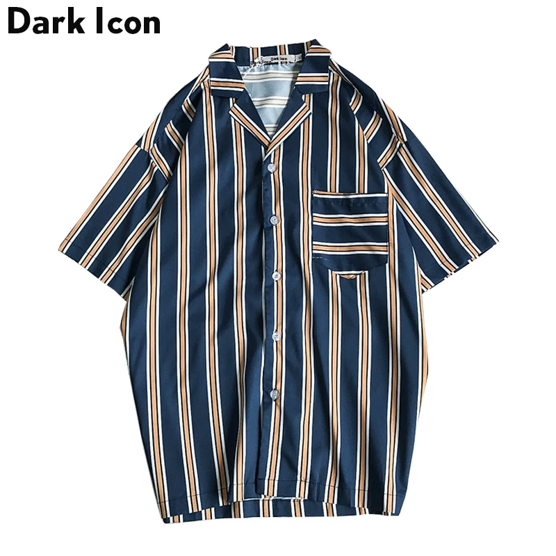 Мужская пляжная рубашка Dark Icon с карманом спереди в гавайском стиле лето 2019