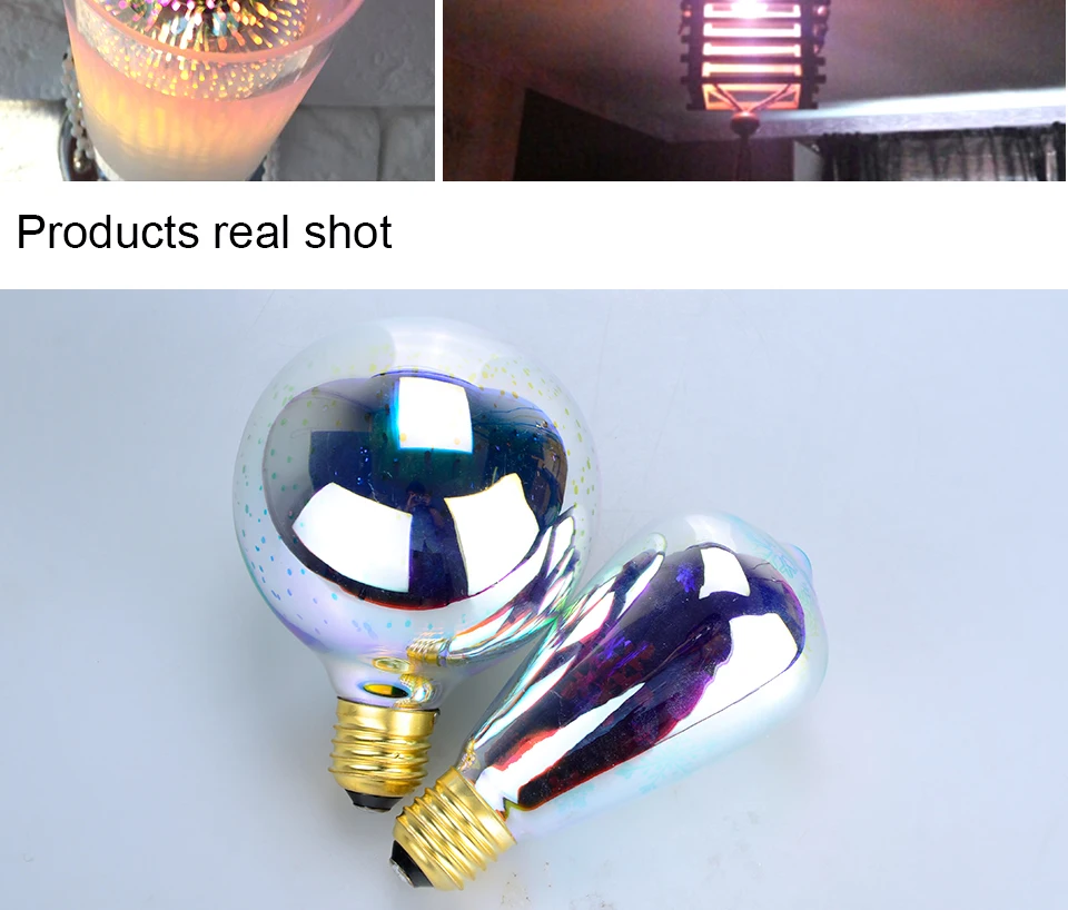 Foxanon Led Light Bulb 3D Decoration Lamp AC110V 220V ST64 G95 E27 Holiday Night Lights Christmas Filament Retro Lamp Lamparas