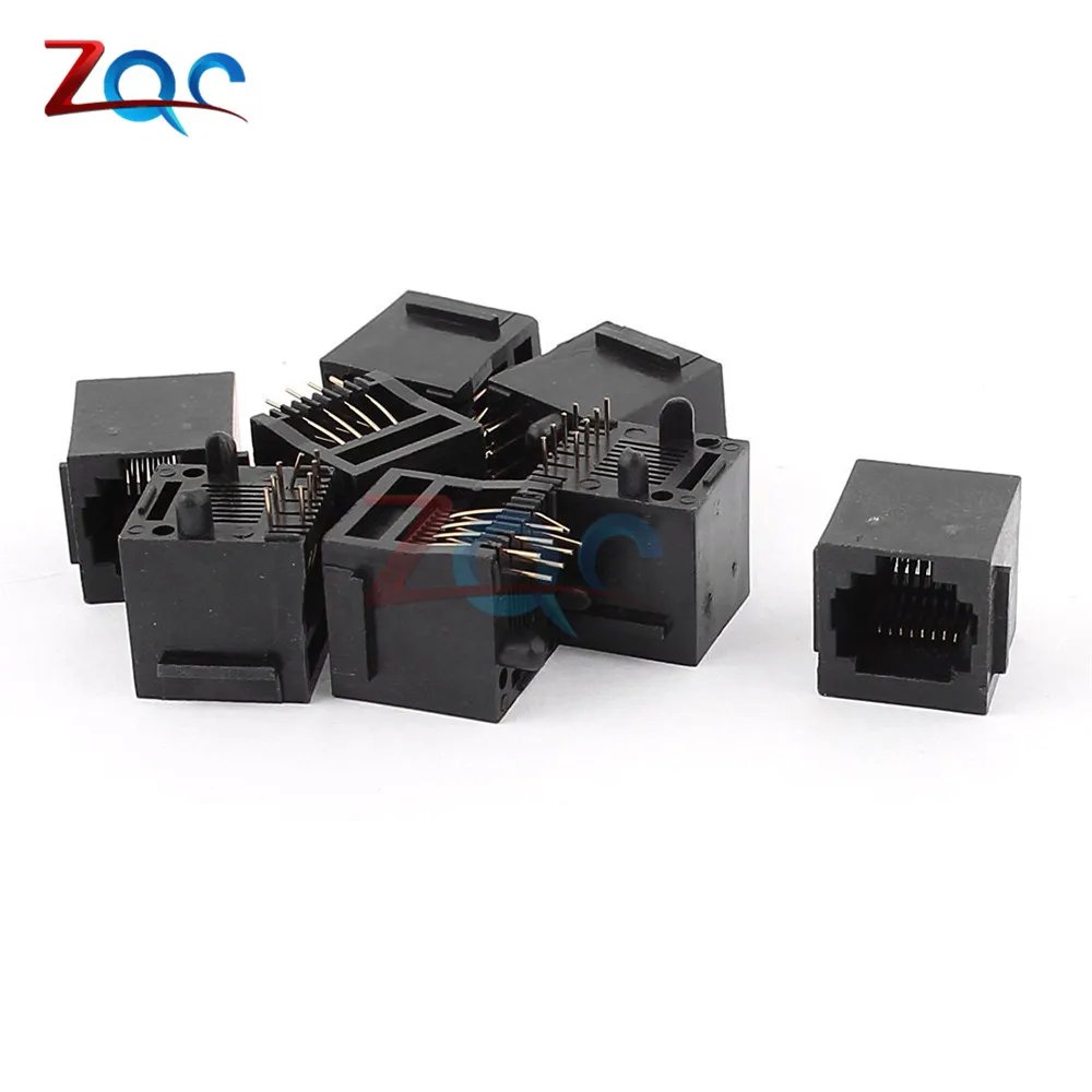 10 шт. в партии RJ45 Металл 8 Pin женский PCB правый угол гнездо платы разъем 8P8C Кристалл Головка Разъем 18 мм Сетевой интерфейс
