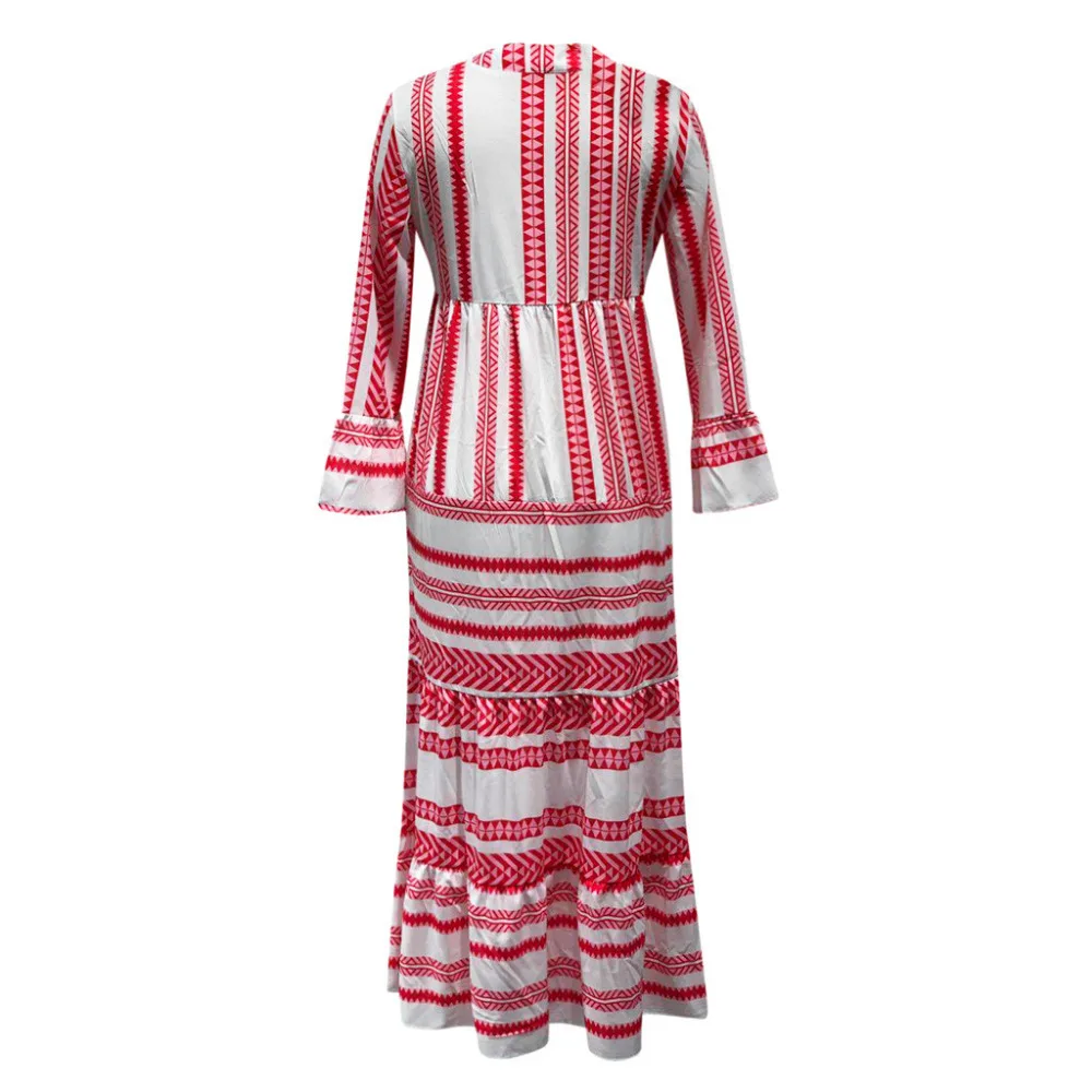 2019 летнее женское пляжное платье с принтом и длинными рукавами длинное пикантное