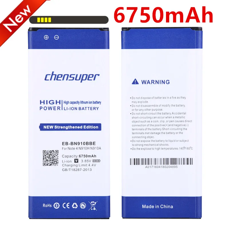

chensuper 6750mAh Battery EB-BN910BBE For Samsung Galaxy Note 4 Note4 N910 Battery N910H N910A N910C N910F N910FQ N910X N910W