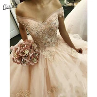 bead ball gowns quinceanera dresses off the shoulder ruffle tiered puffy prom dresses appliques beading prom party gowns