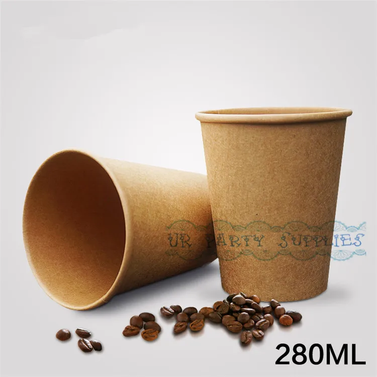 Бесплатная доставка 50 шт. коричневые стаканчики из крафт-бумаги 280 мл одноразовые