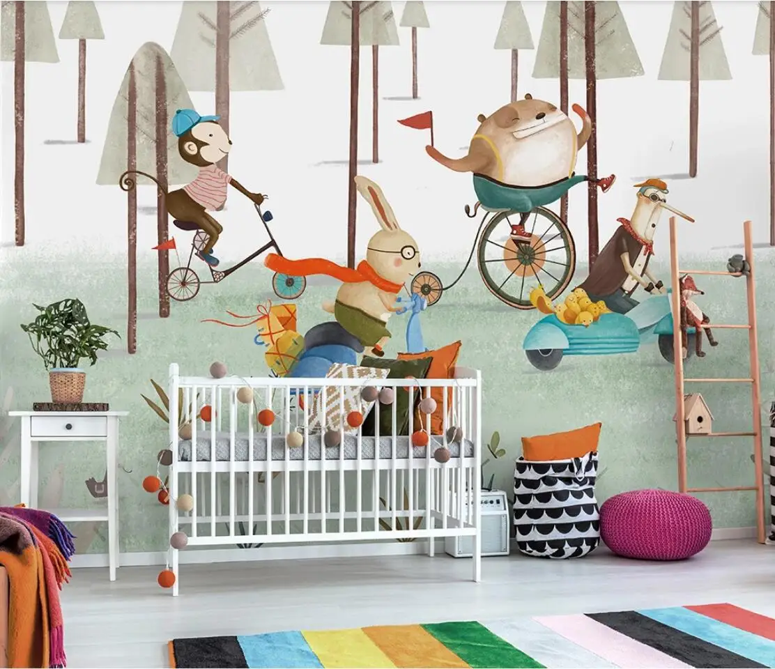 Нордический детский обои-фреска 3D Tapeta Dziecieca на заказ Картон Фото Бумага в Рулоне Водонепроницаемая Контактная Бумага.