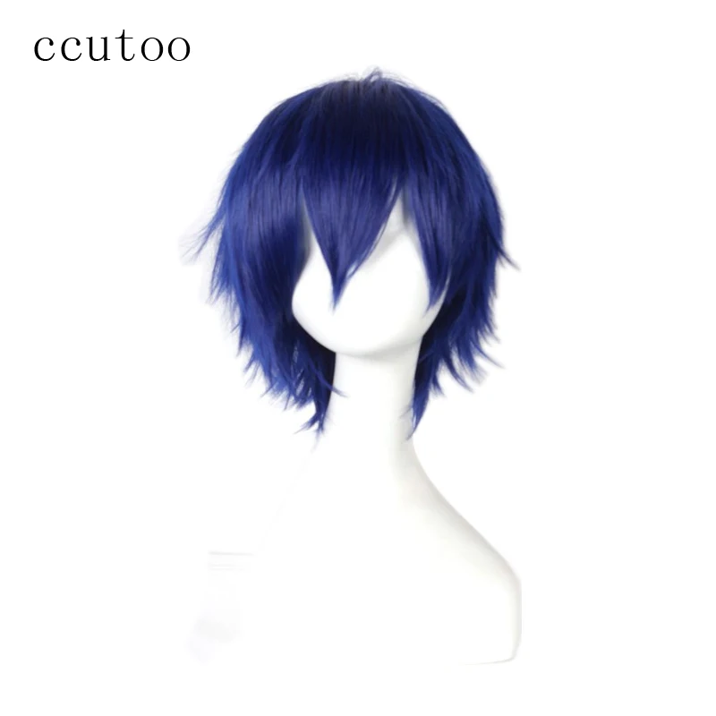 Ccutoo синий короткий пушистый слоистый 30 см Дата живой Shido Itsuka синтетические волосы Косплей Полный Парики Термостойкое волокно