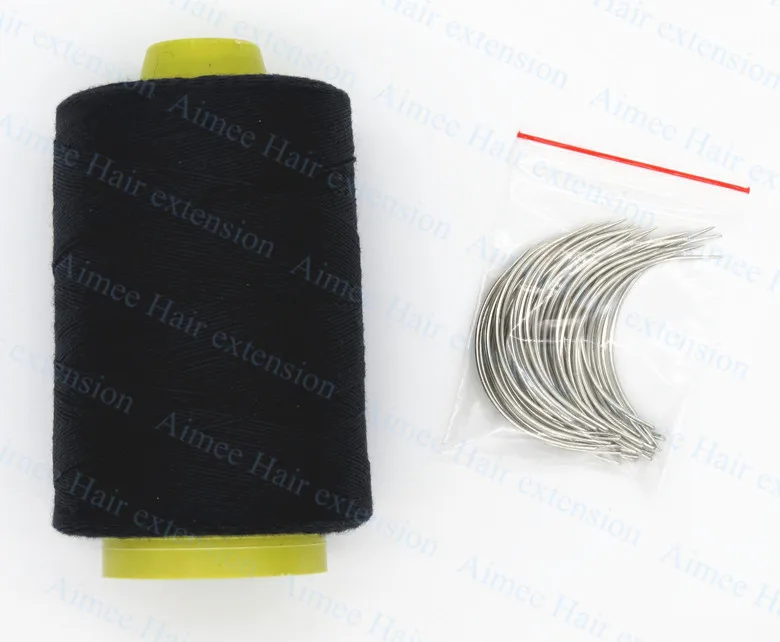 

Free shipping 1set Hair Weaving Needle+Thread Set (50pcs C Weaving Needle Needles +1 Spool Polyster Cotton Hair Weaving Thread)