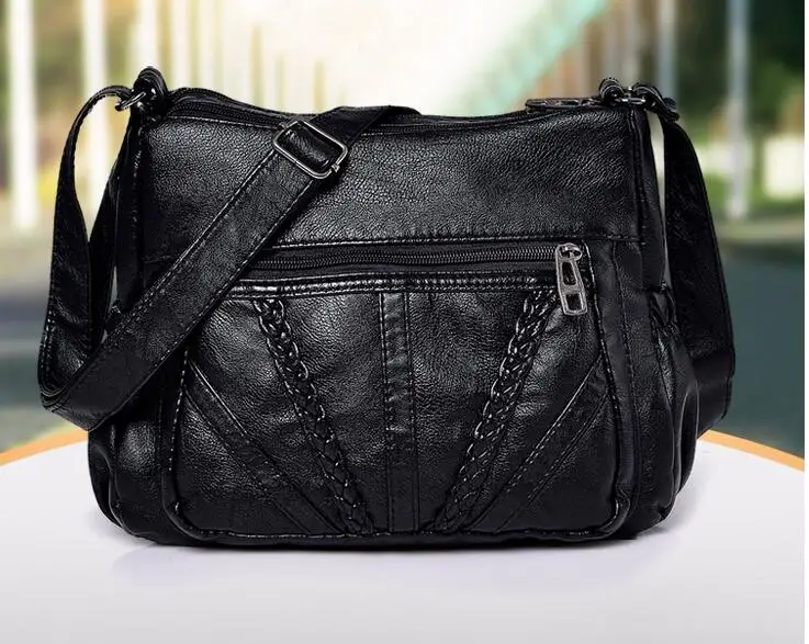 

Female bag simple style soft waterwashed leather fashion bag vintage messenger shoulder bag black yu76781