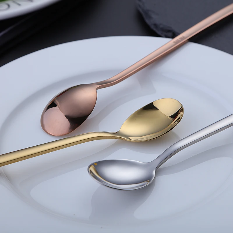 Тусклые полированные Длинные ручки Icespoon красочные нержавеющей стали десерт