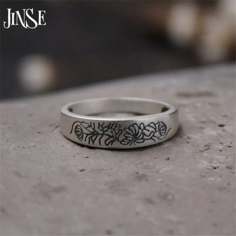 Кольцо из серебра 999 пробы с цветочным узором 5 мм|sterling silver rings|fashion rings for womenrings women |