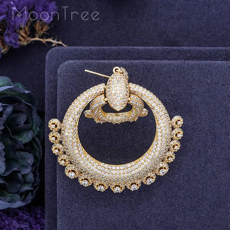 MoonTree роскошные круглые свадебные серьги с цветком полностью покрытые микро