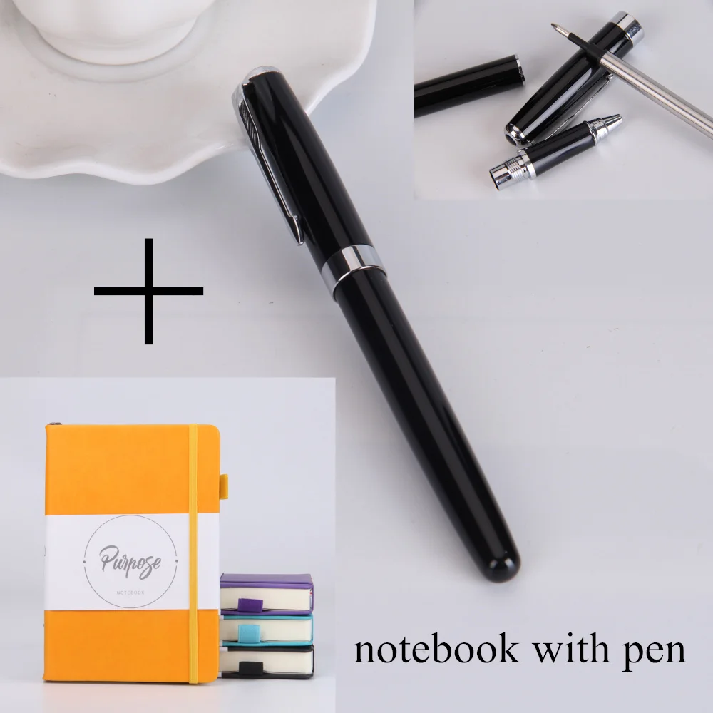 with pen Блокнот из искусственной кожи в твердом переплете, ежедневник с логотипом на заказ, планировщик, 125 листов, толстые канцелярские товары - Цвет: with pen
