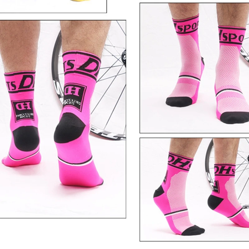 1 пара дышащая потливость велосипедные носки высокие эластичные спортивные