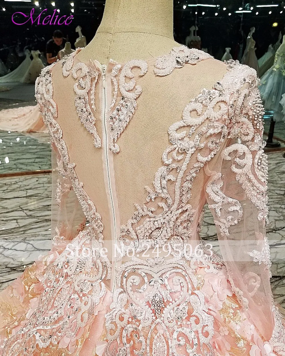 Fmogl Винтажное с круглым вырезом и длинным рукавом Розовое Бальное Платье