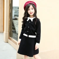 4 6 8 10 12 13 years girls sweater suit spring autumn children clothing sets fashion cute girls coatskirts 2 pcs kids clothes