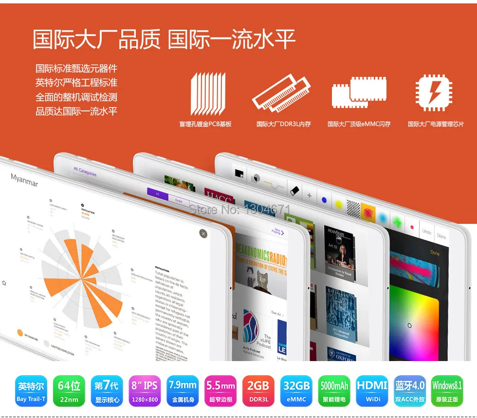 Новинка! 8 дюймов Teclast X80H/X80hd win8/win10 двойная ОС планшетный ПК Z3735F четырехъядерный 1280X800 ips экран 2 Гб/32 ГБ micro HDMI