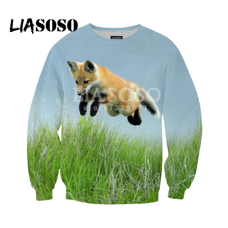 LIASOSO Новый Модный свитшот для мужчин и женщин милый с лисой 3D принтом брендовая