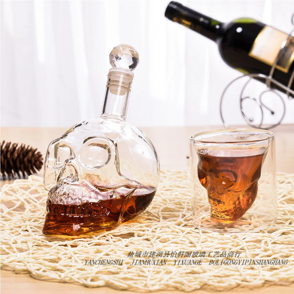 Бутылка для виски, водки, вина, графин, креативная Хрустальная бутылка с черепом, стеклянная бутылка для виски, пивная чашка, стакан для воды, клуб, бар, дом