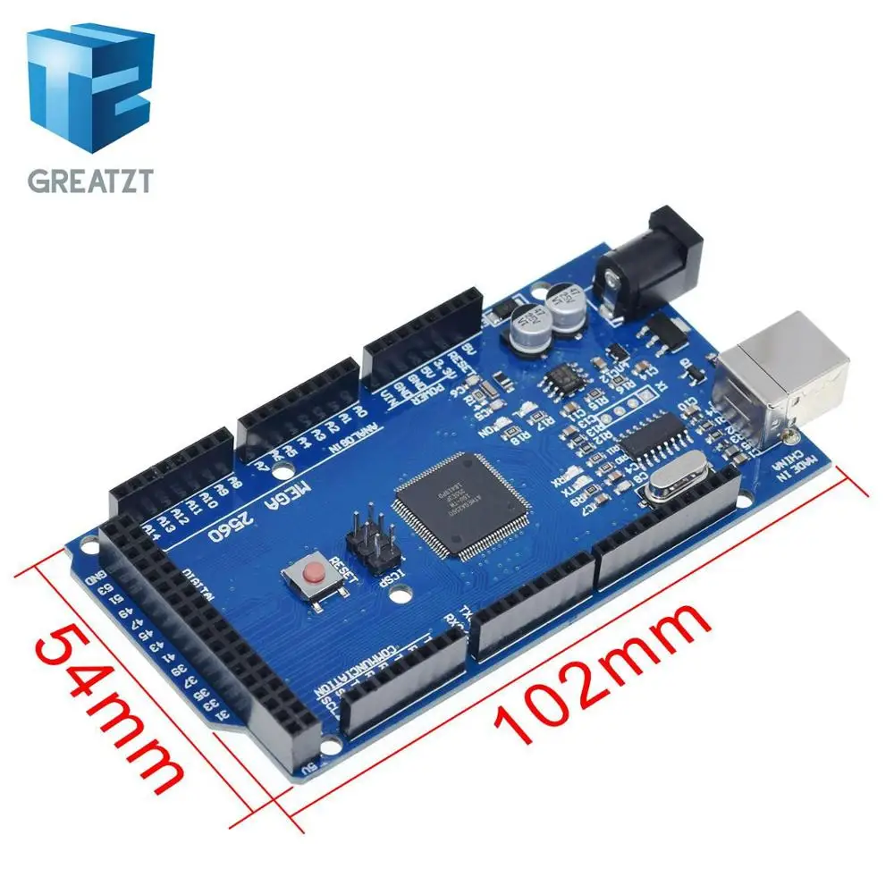 Плата GREATZT Mega 2560 R3 Mega2560 REV3 (ATmega2560 16AU CH340G) на usb кабеле совместима с arduino [с
