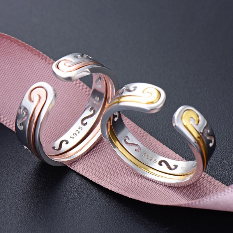 DOYUBO Adjustable Size Men's 925 Sterling Silver Tighten Mantra Rings Rose Gold & Color Sun WuKong Pure Ring VB270 | Украшения и