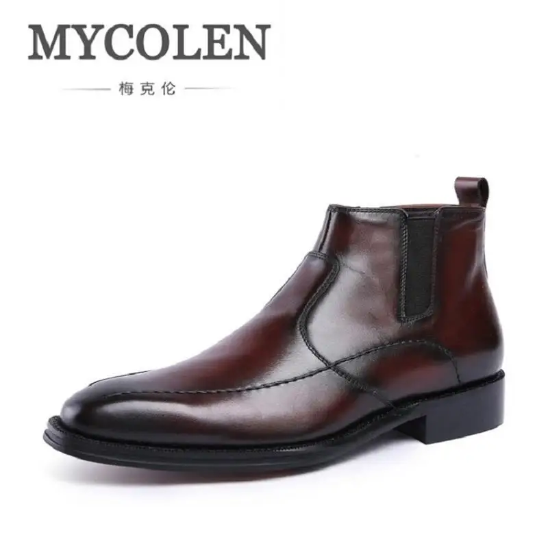 MYCOLEN/Роскошные брендовые осенние мужские ботинки коричневые ручной работы из