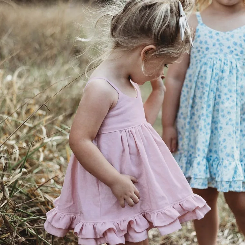 New 2019 Summer Girl Dress Toddler Baby Girls Pink Sleeveless Princess Outfits Clothes Dropshipping 1-4 Years | Детская одежда и