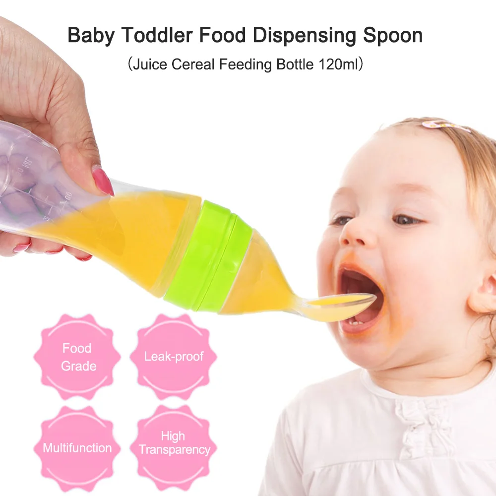 

Baby Bottle Toddler Leak-proof Food Dispensing Spoon 120ml Juice Cereal Feeding Bottle Spoon Food Supplement Rice Cereal Bottles