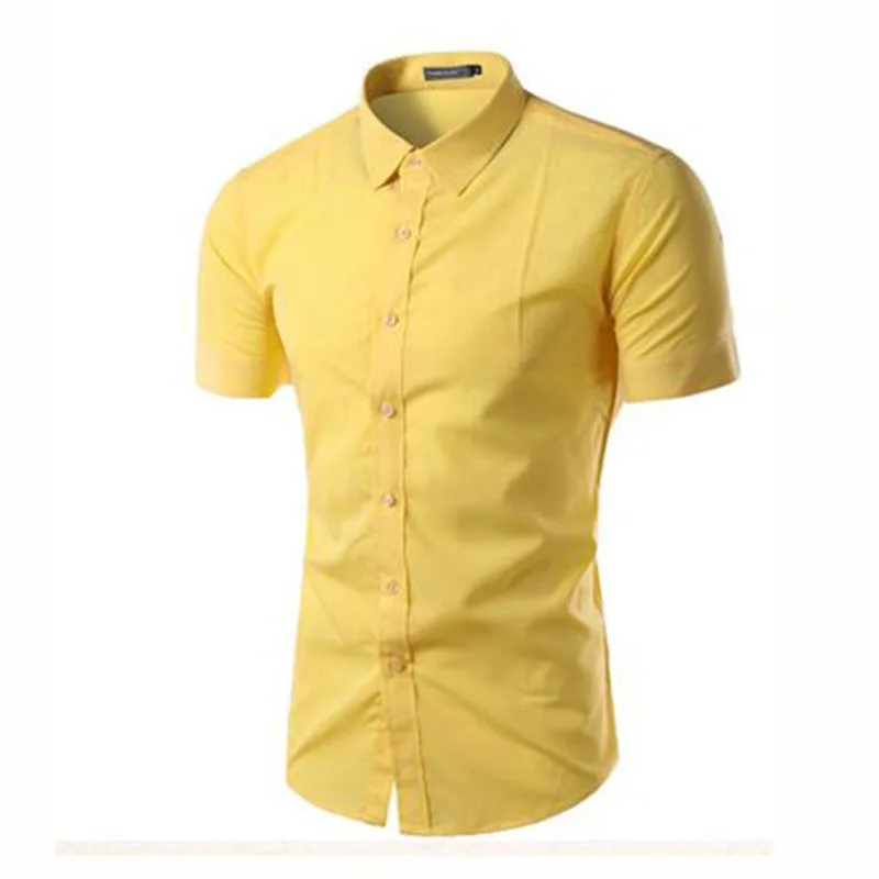 Мужская хлопковая рубашка с короткими рукавами в Корейском стиле Camisa летняя