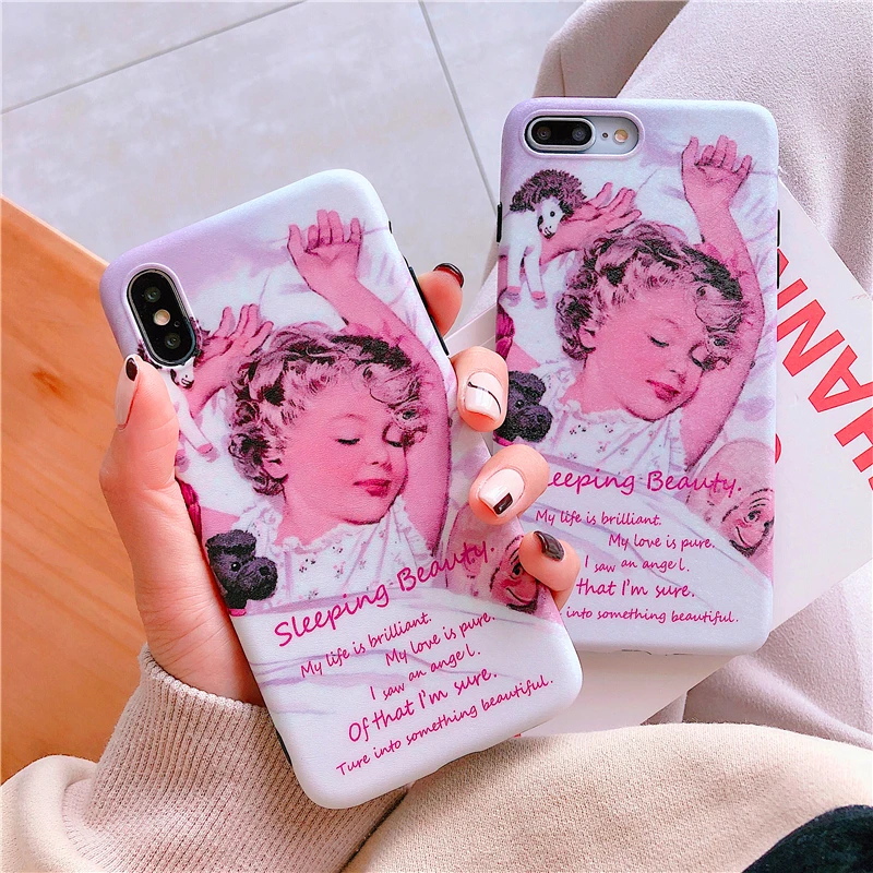 Silk print retro style good night Lovely princess white phone Case For Apple iphone 6 6s 7 8 Plus X XS XR MAX |
