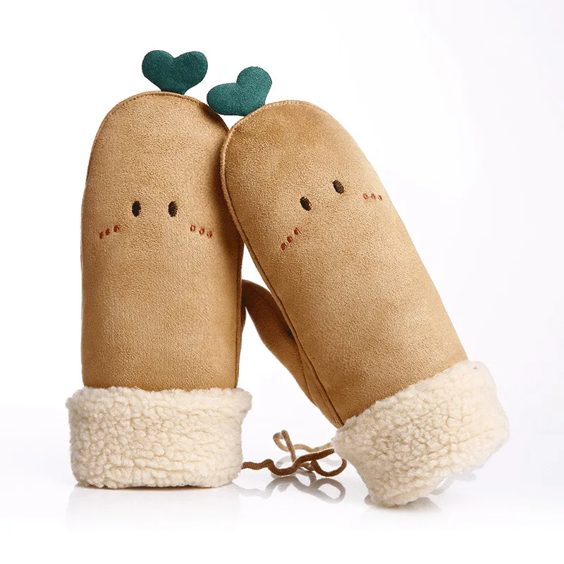 Женские теплые толстые зимние перчатки для шеи коралловые варежки без пальцев