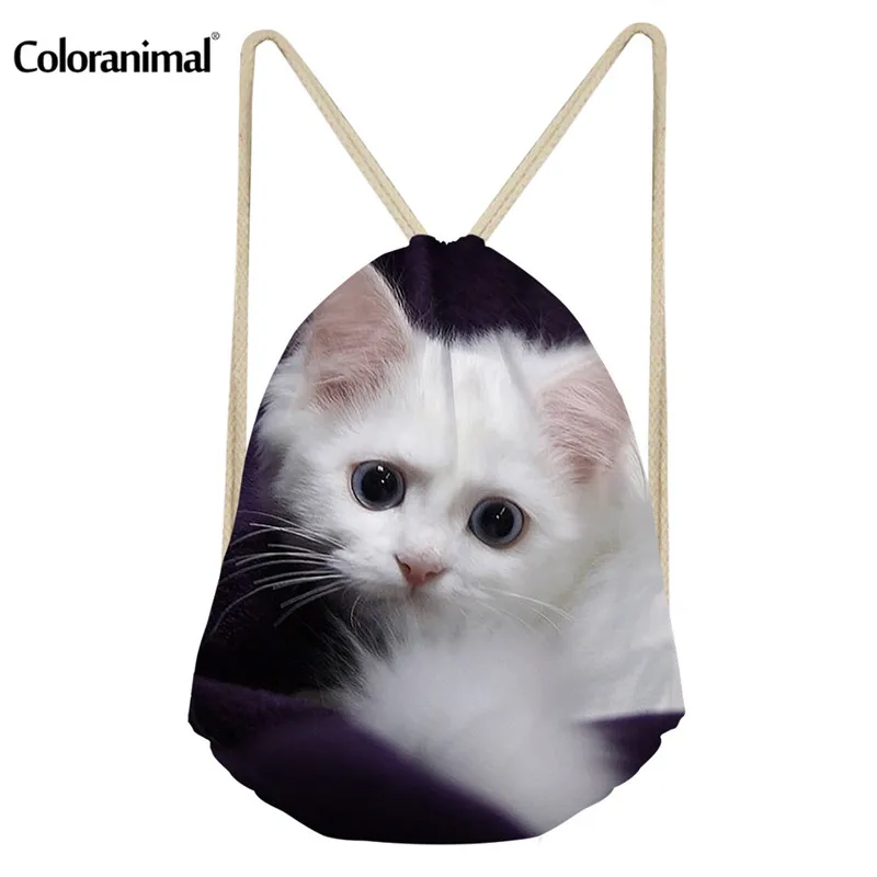 Сумка на шнурке Coloranimal для фитнеса женщин милый 3D Рюкзак с животными сиамскими