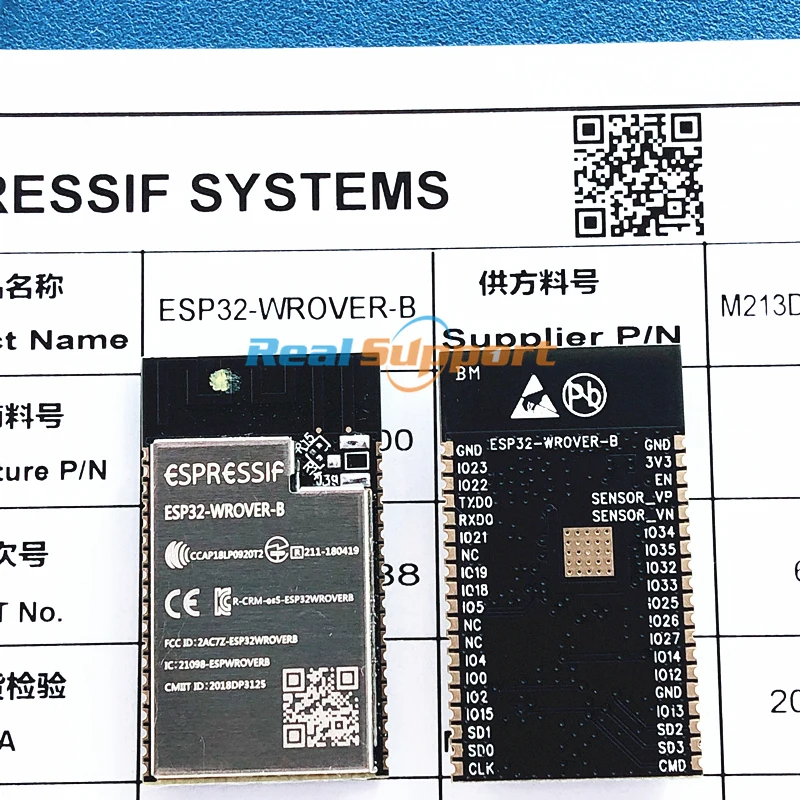 650 шт. ESP32-WROVER-B SMD модуль ESP32-WROVER-B-N4R8 3 В 8 Мб PSRAM 4 SPI флешка антенна PCB |