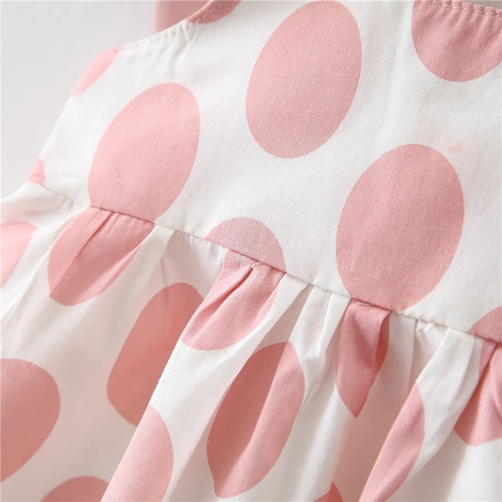 Baby Dresses Summer Girls Dot Sleeveless Print Bowknot Princess Dress Cute 3D Wing Clothes 1-3Y Send Hat | Детская одежда и обувь