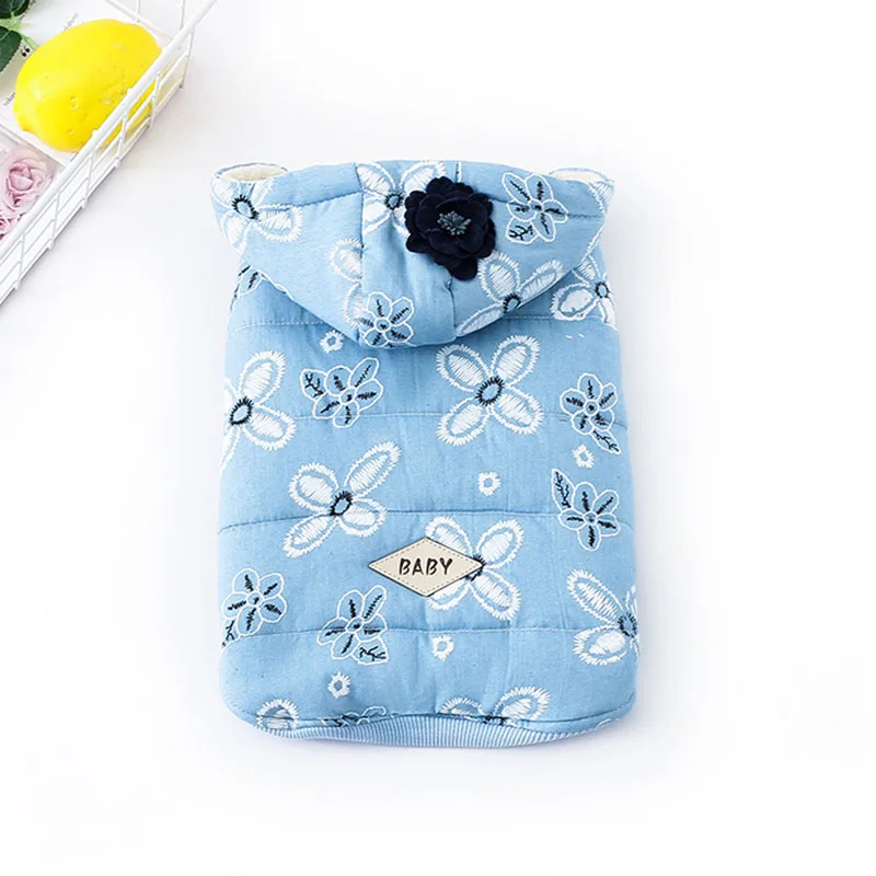 Одежда для домашних животных новинка 2018 зимнее пальто кошек теплая джинсовая