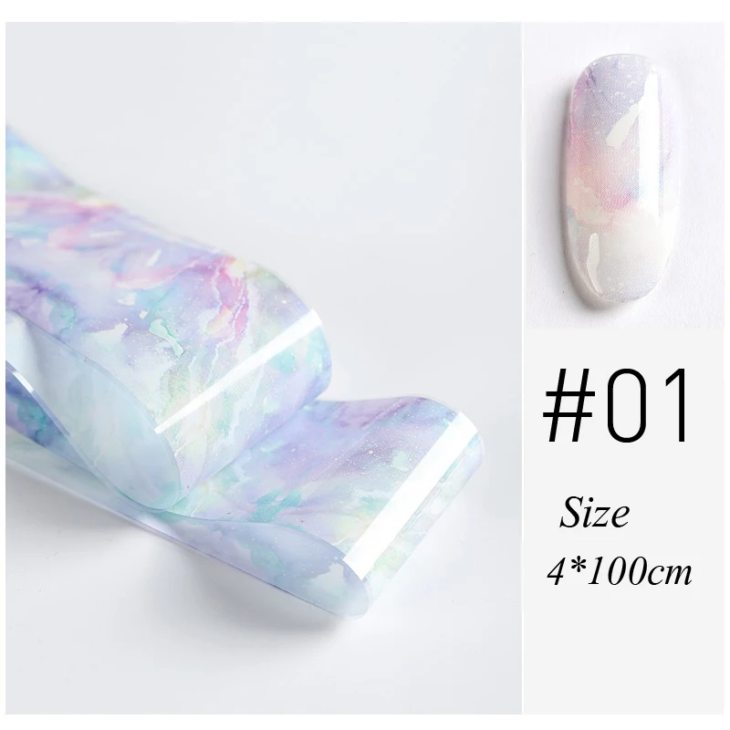Color 01 10 цветов Фольга для ногтей Наклейка звездное небо переводная бумага радуги японский стиль лак для ногтей клейкая наклейка - Цвет: Color 01