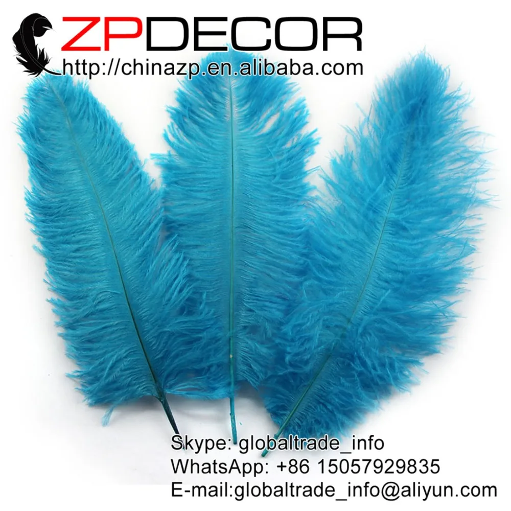 

ZPDECOR 100 pcs/lot 25-30cm(10-12inch)Hand Select High Quality Turquoise Dyed Ostrich Plumes Feather for Carnival Decoration