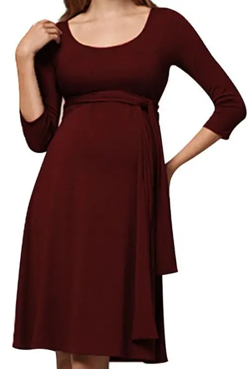 Wine Red Одежда для беременных; платья для грудного вскармливания; одежда для кормящих мам; Одежда для беременных; одежда в складку с длинным поясом; реквизит для фотосессии; Вечерние платья на Рождество; свадебное платье для беременных - Цвет: Wine Red