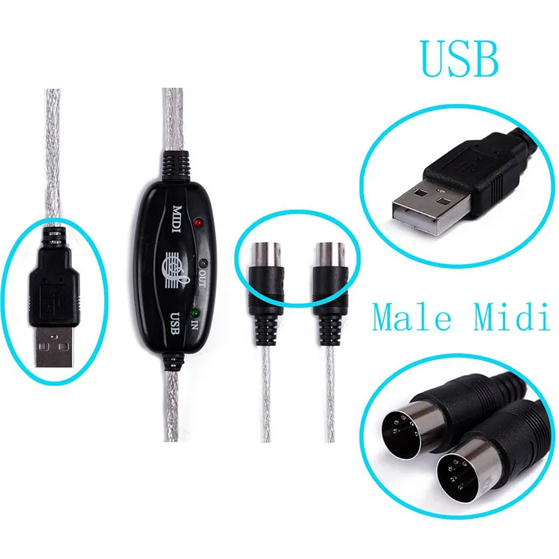 Centechia 2018 Новый USB кабель миди конвертер ПК к музыкальной клавиатуре адаптер