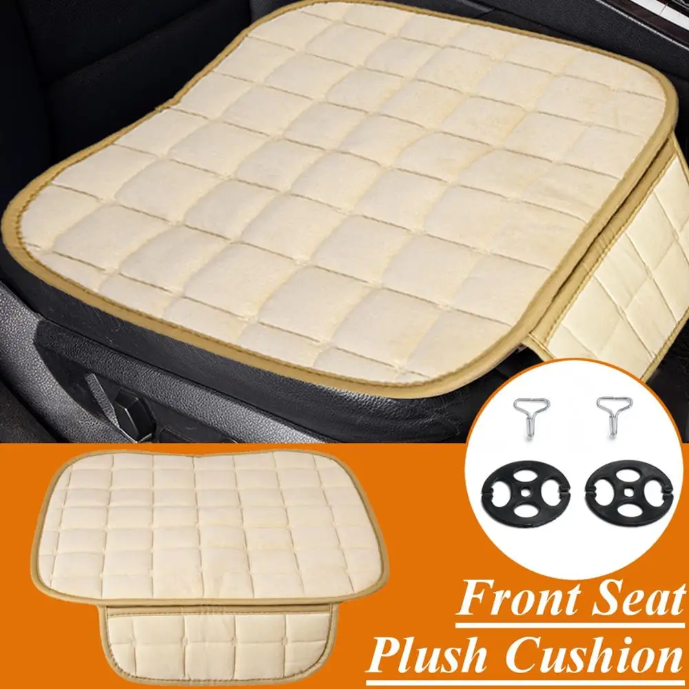 Front Beige Универсальная Передняя Задняя крышка для сиденья автомобиля грузовика зимняя теплая подушка противоскользящая задняя подушка для стула для автомобиля авто защита для сиденья - Название цвета: Front Beige